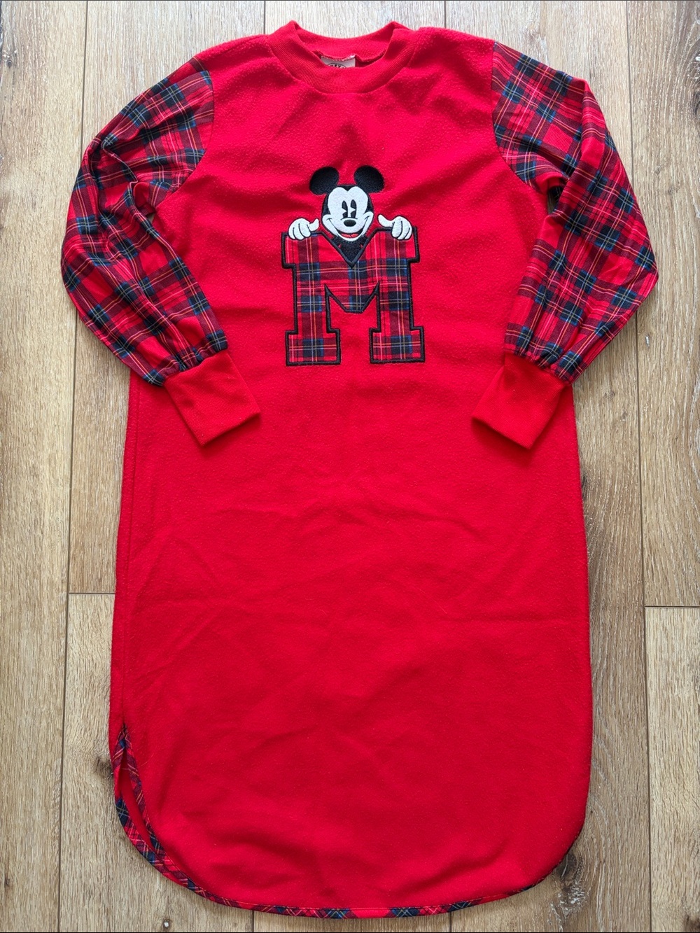 Disney Mickey & Co Red Flannel Plaid Nightgown Girls Size 5/6 Vintage